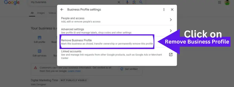 How to delete a Google profile from Appearing